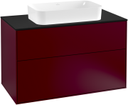 Тумба под раковину Villeroy & Boch Finion 100х50,1 см с подсветкой МДФ пион матовый лак/стекло черное матовое G23200HB