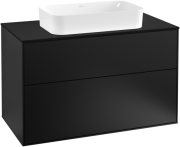 Тумба под раковину Villeroy & Boch Finion 100х50,1 см с подсветкой МДФ черный матовый лак/стекло черное матовое G23200PD