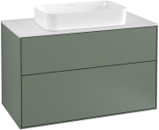 Тумба под раковину Villeroy & Boch Finion 100х50,1 см с подсветкой МДФ оливковый матовый лак/стекло белое матовое G23100GM