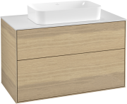 Тумба под раковину Villeroy & Boch Finion 100х50,1 см с подсветкой МДФ шпон дуба/стекло белое матовое G23100PC