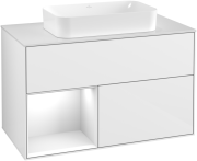 Тумба под раковину Villeroy & Boch Finion 100х50,1 см с подсветкой МДФ глянцевый белый лак/стекло белое матовое F241GFGF