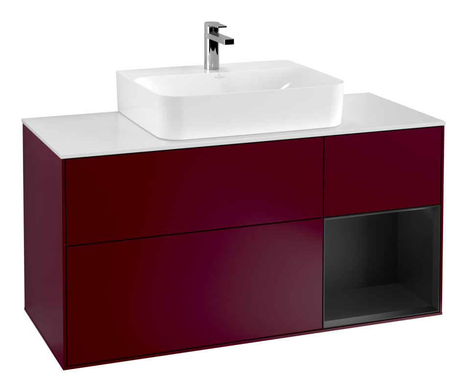 Тумба под раковину Villeroy & Boch Finion 120х50,1 см с подсветкой МДФ пион матовый лак/стекло белое матовое F171PDHB