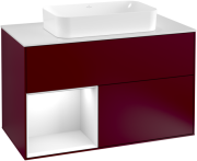 Тумба под раковину Villeroy & Boch Finion 100х50,1 см с подсветкой МДФ пион матовый лак/стекло белое матовое F241GFHB