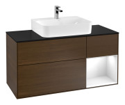 Тумба под раковину Villeroy & Boch Finion 120х50,1 см с подсветкой МДФ шпон грецкого ореха/стекло черное матовое F172GFGN