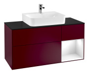 Тумба під раковину Villeroy & Boch Finion 120х50,1 см із підсвічуванням МДФ півонія матовий лак/скло чорне матове F172GFHB