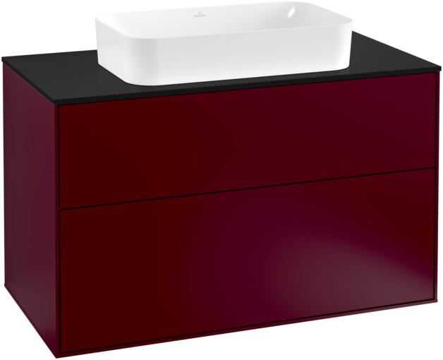 Тумба под раковину Villeroy & Boch Finion 100х50,1 см МДФ пион матовый лак/стекло черное матовое F23200HB