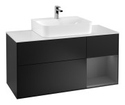 Тумба під раковину Villeroy & Boch Finion 120х50,1 см із підсвічуванням МДФ чорний матовий лак/скло біле матове F171GKPD