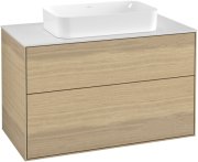 Тумба под раковину Villeroy & Boch Finion 100х50,1 см МДФ шпон дуба/стекло белое матовое F23100PC