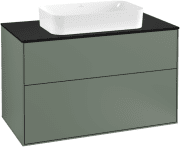 Тумба под раковину Villeroy & Boch Finion 100х50,1 см МДФ оливковый матовый лак/стекло черное матовое F23200GM