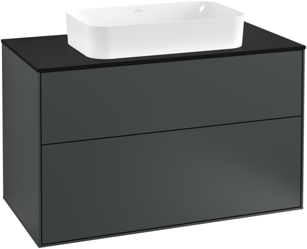 Тумба під раковину Villeroy & Boch Finion 100х50,1 см МДФ темно-синій матовий лак/скло чорне матове F23200HG