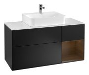 Тумба під раковину Villeroy & Boch Finion 120х50,1 см із підсвічуванням МДФ чорний матовий лак/скло біле матове F171GNPD