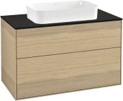 Тумба под раковину Villeroy & Boch Finion 100х50,1 см МДФ шпон дуба/стекло черное матовое F23200PC