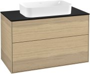 Тумба під раковину Villeroy & Boch Finion 100х50,1 см МДФ шпон дуба/скло чорне матове F23200PC