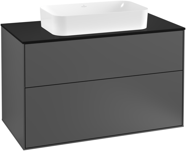 Тумба под раковину Villeroy & Boch Finion 100х50,1 см с подсветкой МДФ антрацит матовый лак/стекло черное матовое G23200GK