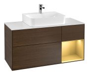 Тумба под раковину Villeroy & Boch Finion 120х50,1 см с подсветкой МДФ шпон грецкого ореха/стекло белое матовое F171HFGN