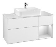 Тумба под раковину Villeroy & Boch Finion 120х50,1 см с подсветкой МДФ глянцевый белый лак/стекло белое матовое F171MTGF