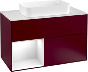 Тумба під раковину Villeroy & Boch Finion 100х50,1 см з підсвічуванням МДФ півонія матовий лак/скло біле матове F241GFHB