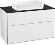 Тумба под раковину Villeroy & Boch Finion 100х50,1 см МДФ глянцевый белый лак/стекло черное матовое F23200GF