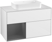 Тумба під раковину Villeroy & Boch Finion 100х50,1 см з підсвіткою МДФ білий глянцевий лак/скло біле матове F241GKGF
