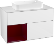 Тумба под раковину Villeroy & Boch Finion 100х50,1 см с подсветкой МДФ глянцевый белый лак/стекло белое матовое F241HBGF