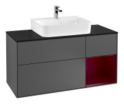 Тумба под раковину Villeroy & Boch Finion 120х50,1 см с подсветкой МДФ антрацит матовый лак/стекло черное матовое F172HBGK