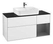 Тумба под раковину Villeroy & Boch Finion 120х50,1 см с подсветкой МДФ глянцевый белый лак/стекло черное матовое F172GKGF