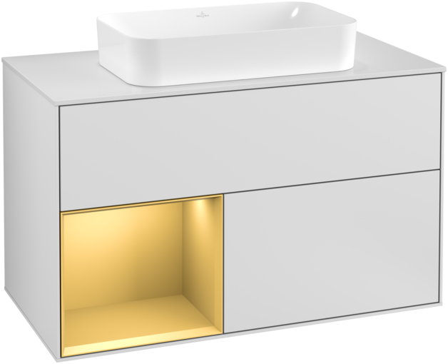 Тумба під раковину Villeroy & Boch Finion 100х50,1 см із підсвічуванням МДФ білий матовий лак/скло біле матове F241HFMT