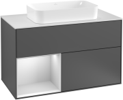 Тумба под раковину Villeroy & Boch Finion 100х50,1 см с подсветкой МДФ антрацит матовый лак/стекло белое матовое F241MTGK