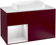 Тумба под раковину Villeroy & Boch Finion 100х50,1 см с подсветкой МДФ пион матовый лак/стекло белое матовое F241MTHB