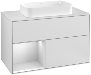 Тумба під раковину Villeroy & Boch Finion 100х50,1 см із підсвічуванням МДФ білий матовий лак/скло біле матове F241MTMT