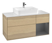 Тумба под раковину Villeroy & Boch Finion 120х50,1 см с подсветкой МДФ шпон дуба/стекло белое матовое F171GKPC