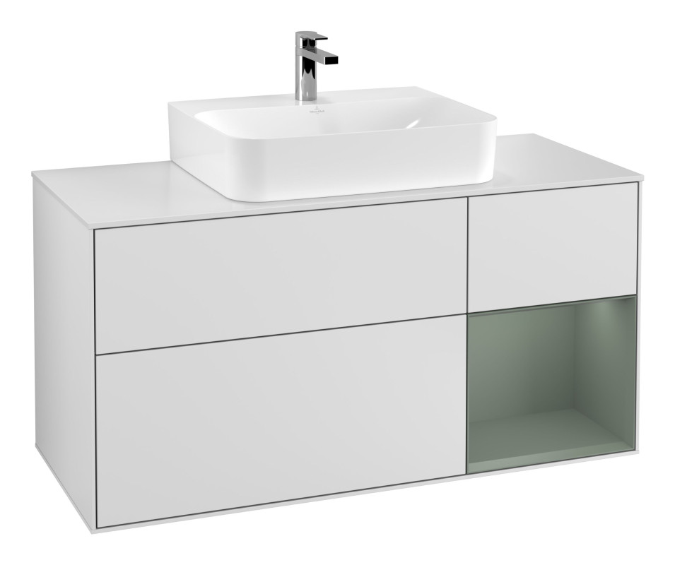 Тумба під раковину Villeroy & Boch Finion 120х50,1 см із підсвічуванням МДФ білий матовий лак/скло біле матове F171GMMT