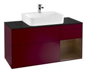 Тумба під раковину Villeroy & Boch Finion 120х50,1 см із підсвічуванням МДФ півонія матовий лак/скло чорне матове F172GNHB