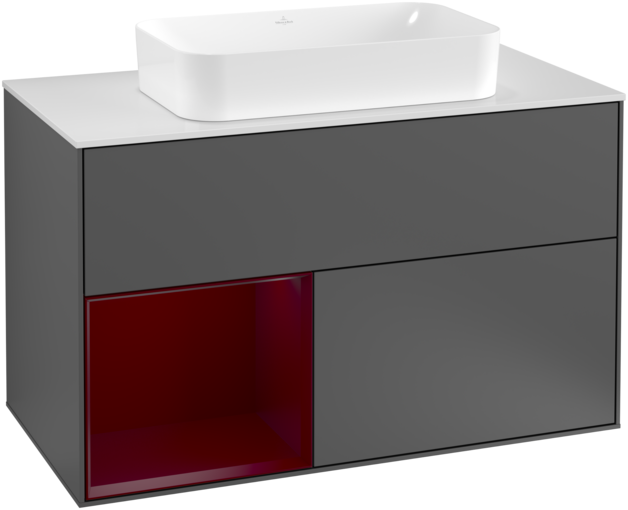 Тумба під раковину Villeroy & Boch Finion 100х50,1 см з підсвічуванням антрацит матовий лак/скло біле матове F241HBGK