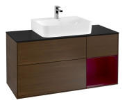 Тумба под раковину Villeroy & Boch Finion 120х50,1 см с подсветкой МДФ шпон грецкого ореха/стекло черное матовое F172HBGN