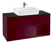 Тумба под раковину Villeroy & Boch Finion 120х50,1 см с подсветкой МДФ пион матовый лак/стекло черное матовое F172HBHB