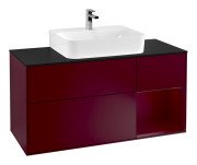 Тумба під раковину Villeroy & Boch Finion 120х50,1 см із підсвічуванням МДФ півонія матовий лак/скло чорне матове F172HBHB