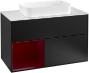 Тумба під раковину Villeroy & Boch Finion 100х50,1 см із підсвічуванням МДФ чорний матовий лак/скло біле матове F241HBPD