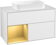 Тумба под раковину Villeroy & Boch Finion 100х50,1 см с подсветкой МДФ глянцевый белый лак/стекло белое матовое F241HFGF