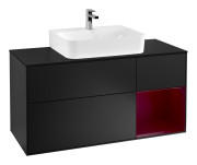 Тумба под раковину Villeroy & Boch Finion 120х50,1 см с подсветкой МДФ черный матовый лак/стекло черное матовое F172HBPD