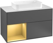 Тумба під раковину Villeroy & Boch Finion 100х50,1 см з підсвічуванням антрацит матовий лак/скло біле матове F241HFGK