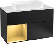 Тумба под раковину Villeroy & Boch Finion 100х50,1 см с подсветкой МДФ черный матовый лак/стекло белое матовое F241HFPD