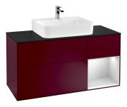 Тумба під раковину Villeroy & Boch Finion 120х50,1 см із підсвічуванням МДФ півонія матовий лак/скло чорне матове F172MTHB