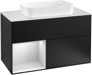 Тумба під раковину Villeroy & Boch Finion 100х50,1 см із підсвічуванням МДФ чорний матовий лак/скло біле матове F241MTPD