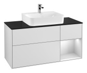 Тумба під раковину Villeroy & Boch Finion 120х50,1 см із підсвічуванням МДФ білий матовий лак/скло чорне матове F172MTMT