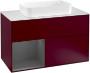 Тумба под раковину Villeroy & Boch Finion 100х50,1 см с подсветкой МДФ пион матовый лак/стекло белое матовое  F241GKHB