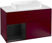 Тумба под раковину Villeroy & Boch Finion 100х50,1 см с подсветкой МДФ пион матовый лак/стекло белое матовое F241PDHB