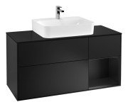 Тумба під раковину Villeroy & Boch Finion 120х50,1 см із підсвічуванням МДФ чорний матовий лак/скло чорне матове F172PDPD