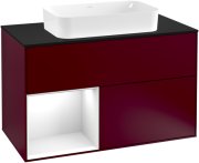 Тумба под раковину Villeroy & Boch Finion 100х50,1 см с подсветкой МДФ пион матовый лак/стекло черное матовое F242GFHB