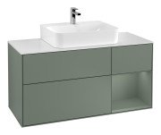 Тумба під раковину Villeroy & Boch Finion 120х50,1 см із підсвічуванням МДФ оливковий матовий лак/скло біле матове F171GMGM